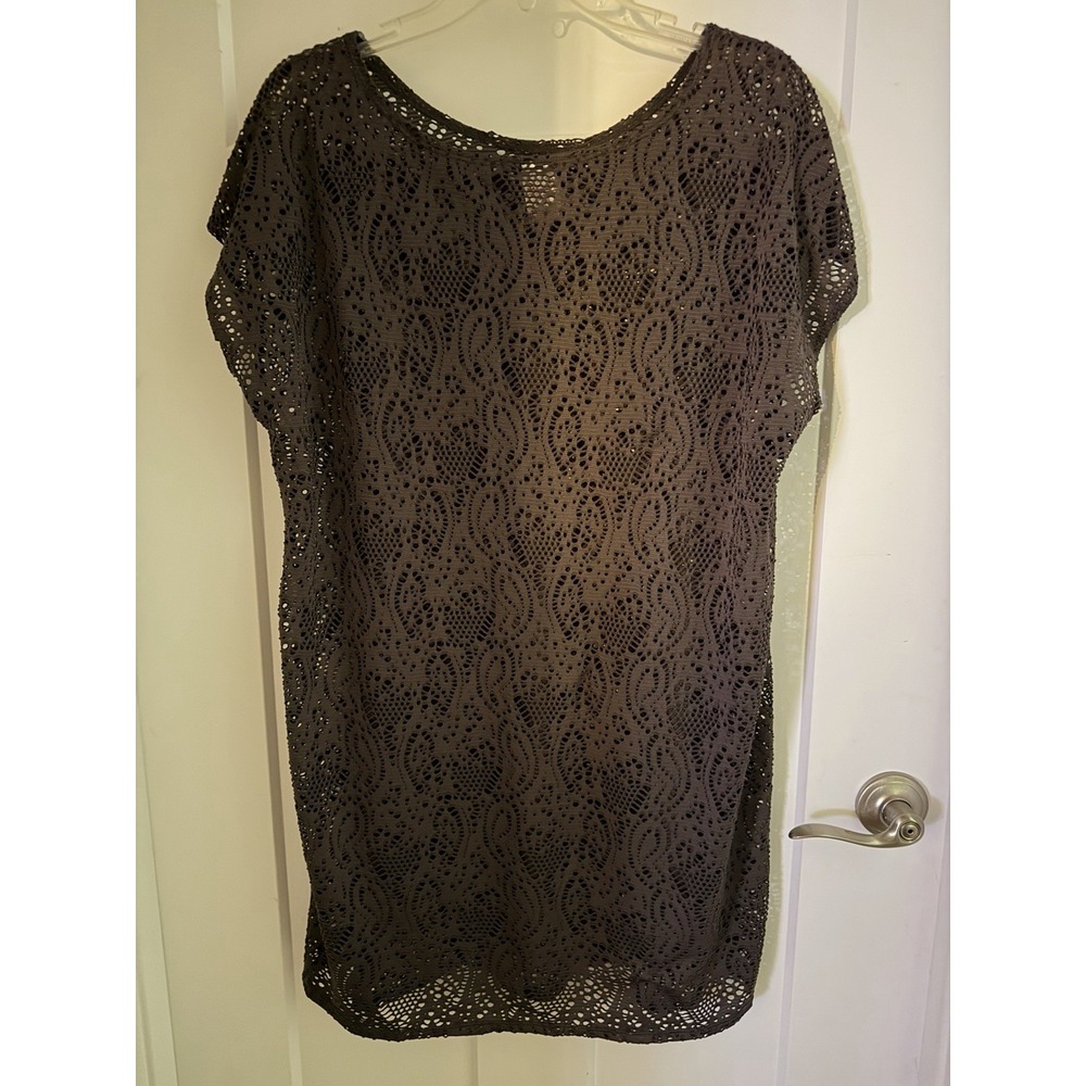 Merona Womens Brown Crochet Lace Swimsuit Cover Up Dress XLarge